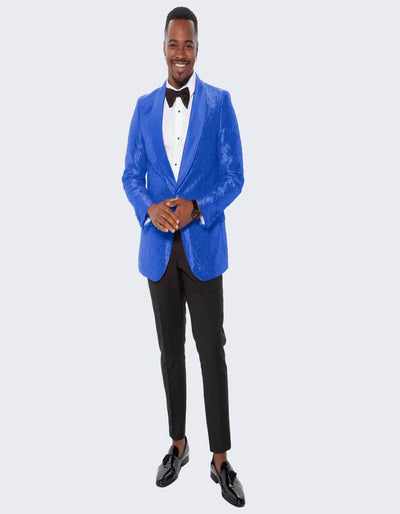 Blue Prom Suit Single Breasted Tuxedo