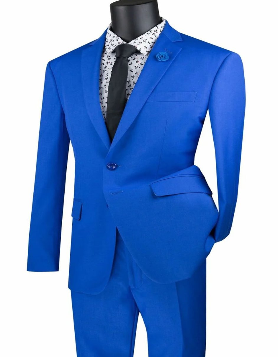 Mens Royal Blue 2-Button Modern Fit Tuxedo