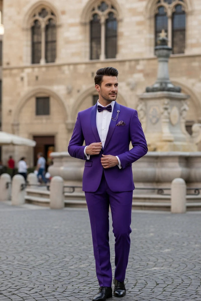 Royal Purple 1-Button Shawl Tuxedo