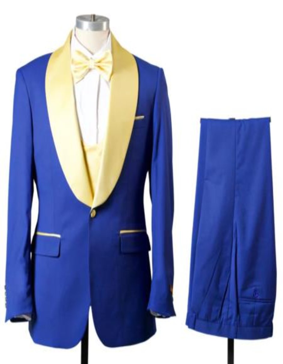 Blue Homecoming Prom Tuxedo With Vest for Men