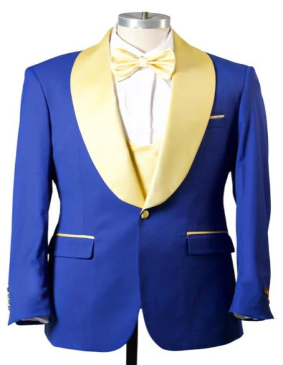 Blue Homecoming Prom Tuxedo With Vest for Men