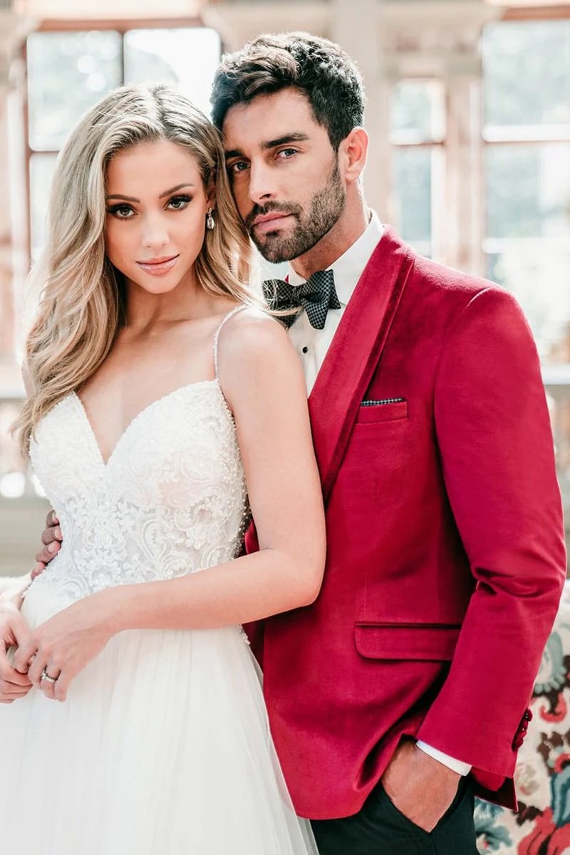 Velvet Blazer - Mens Blazer - Dinner Jacket - Venice Ruby Red Velvet Dinner Jacket Separates