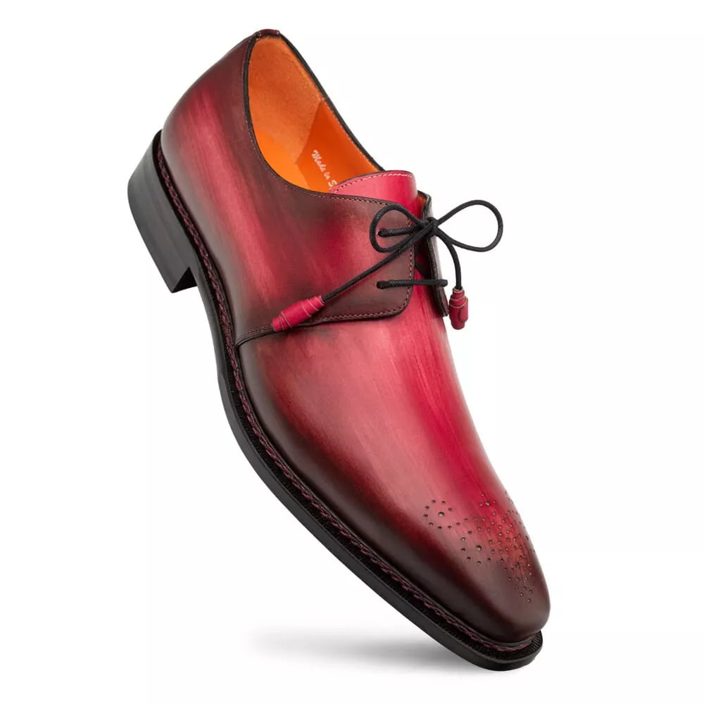 Mezlan Principe Burgundy/Rust Patina Leather MenŸ??s Derby Shoes
