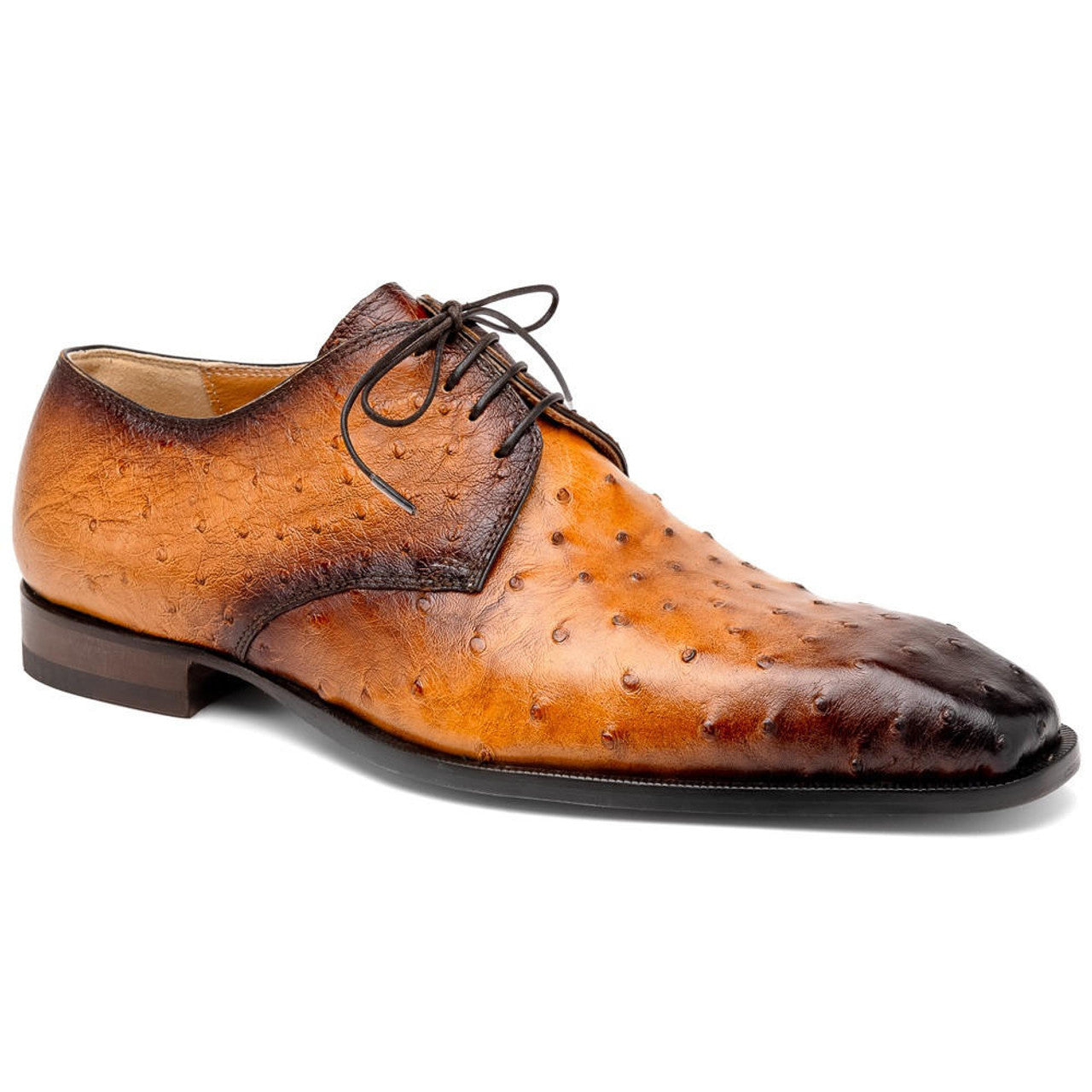 Mauri Italy Ostrich Shoes Dillinger - Rust Burished Toe