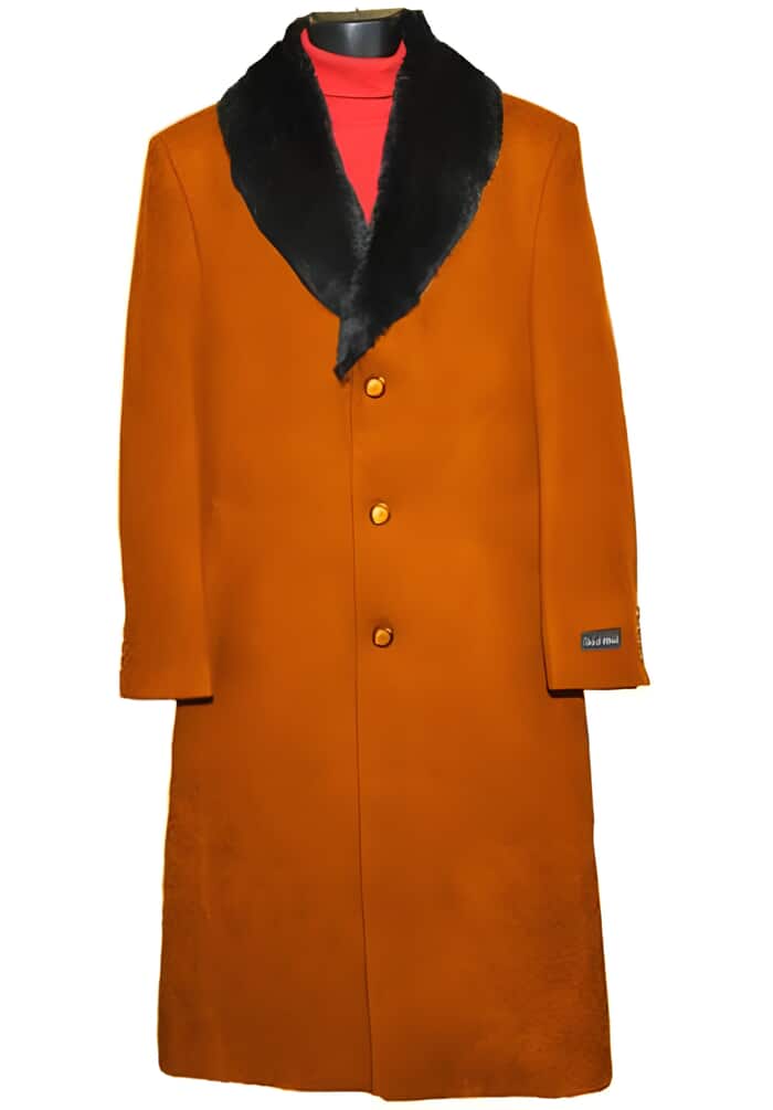 Rust Wool 3-Button Ankle Length Overcoat