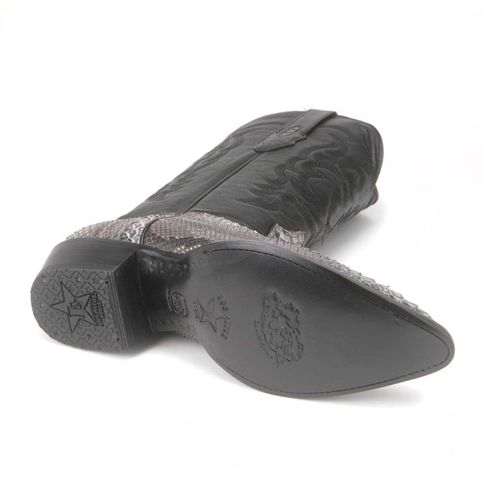 Rustic Black Python Snakeskin J Toe Boots