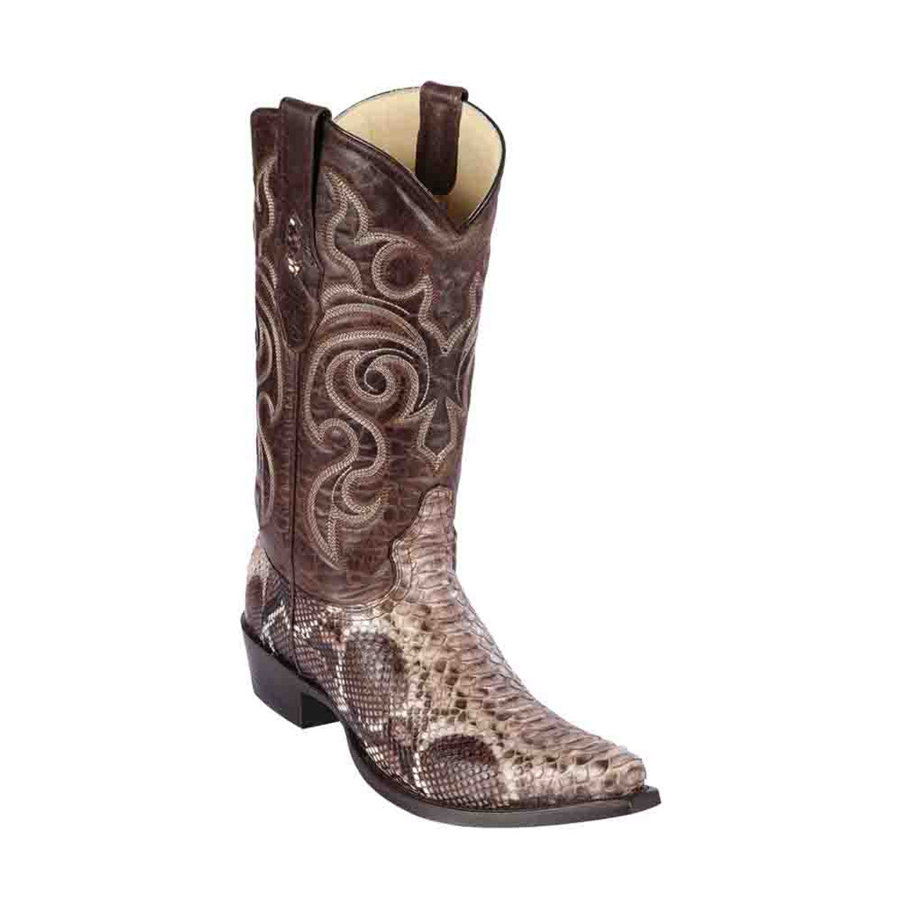 Rustic Brown Python Snip Toe Cowboy Boots