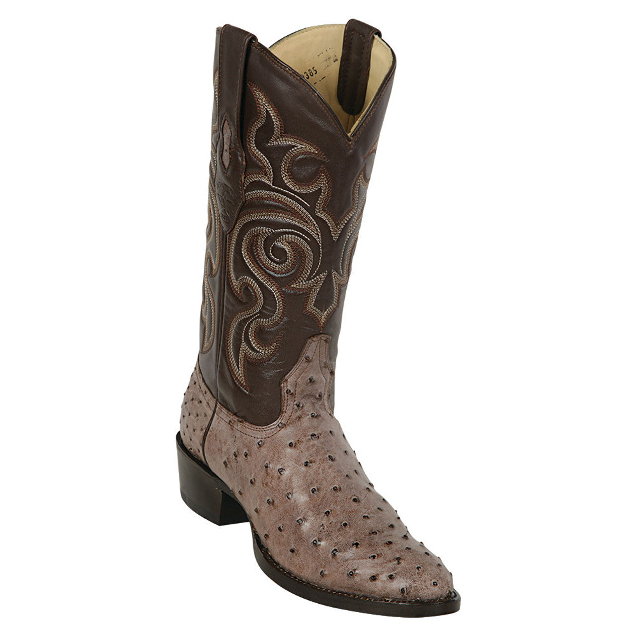 Men's Rustic Brown Ostrich Round Toe Boots