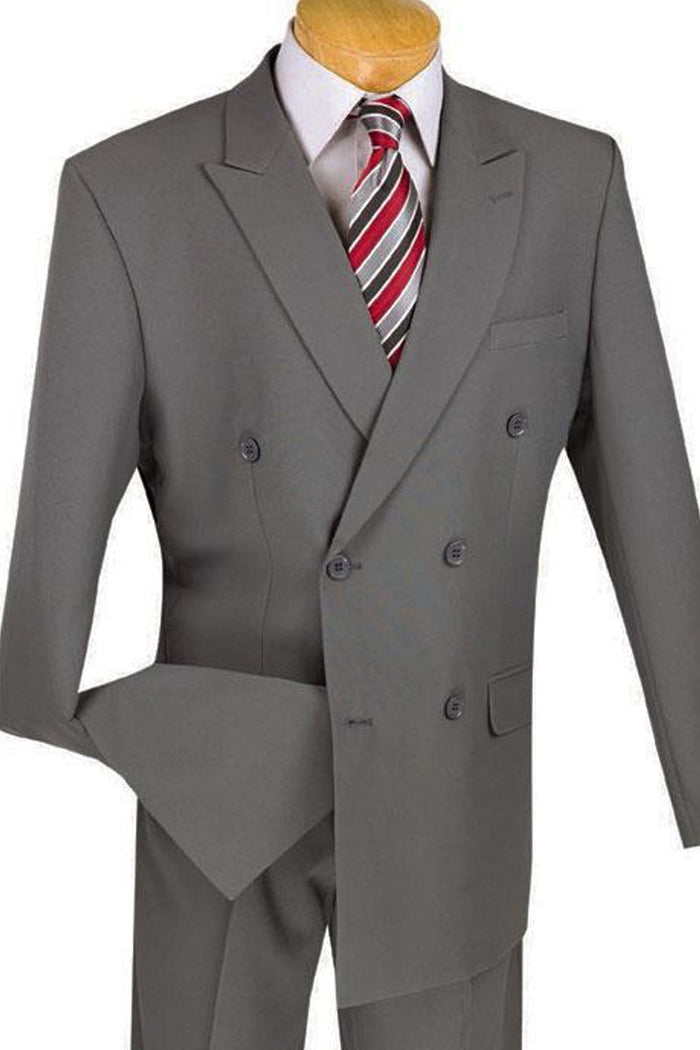 Men's Grey Double Breasted Poplin Suit