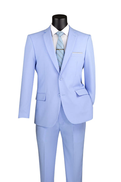 Light Blue Slim Fit 2 Piece Suit, 2 Button