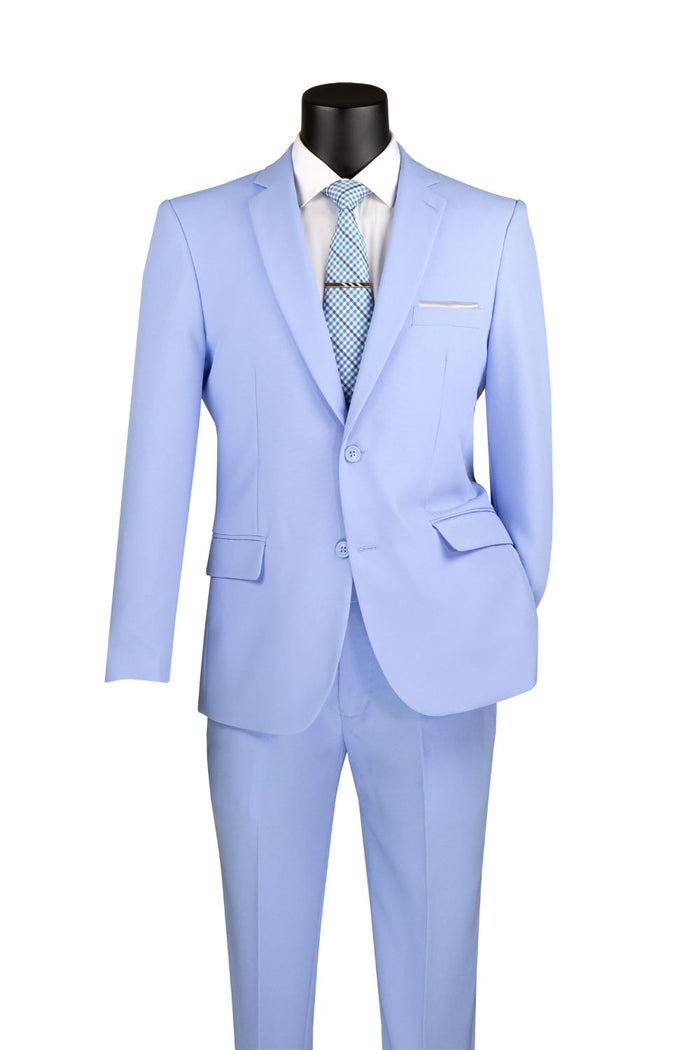 Light Blue Slim Fit 2 Piece Suit, 2 Button