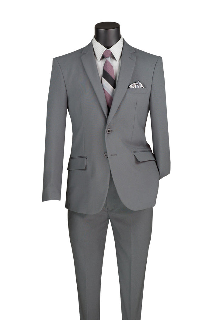 Medium Gray Slim Fit 2 Piece Business Suit