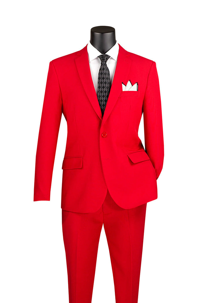 Red Slim Fit 2 Piece Business Suit - 2 Button