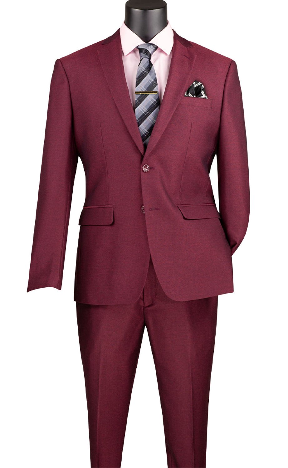 Men's Burgundy Slim Fit Two-Piece Suit