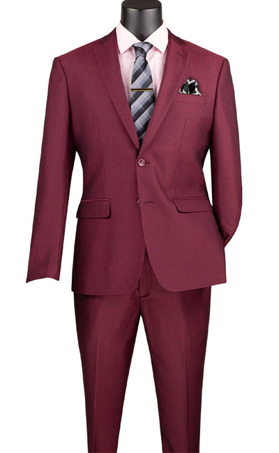 Men's Burgundy Slim Fit Two-Piece Suit