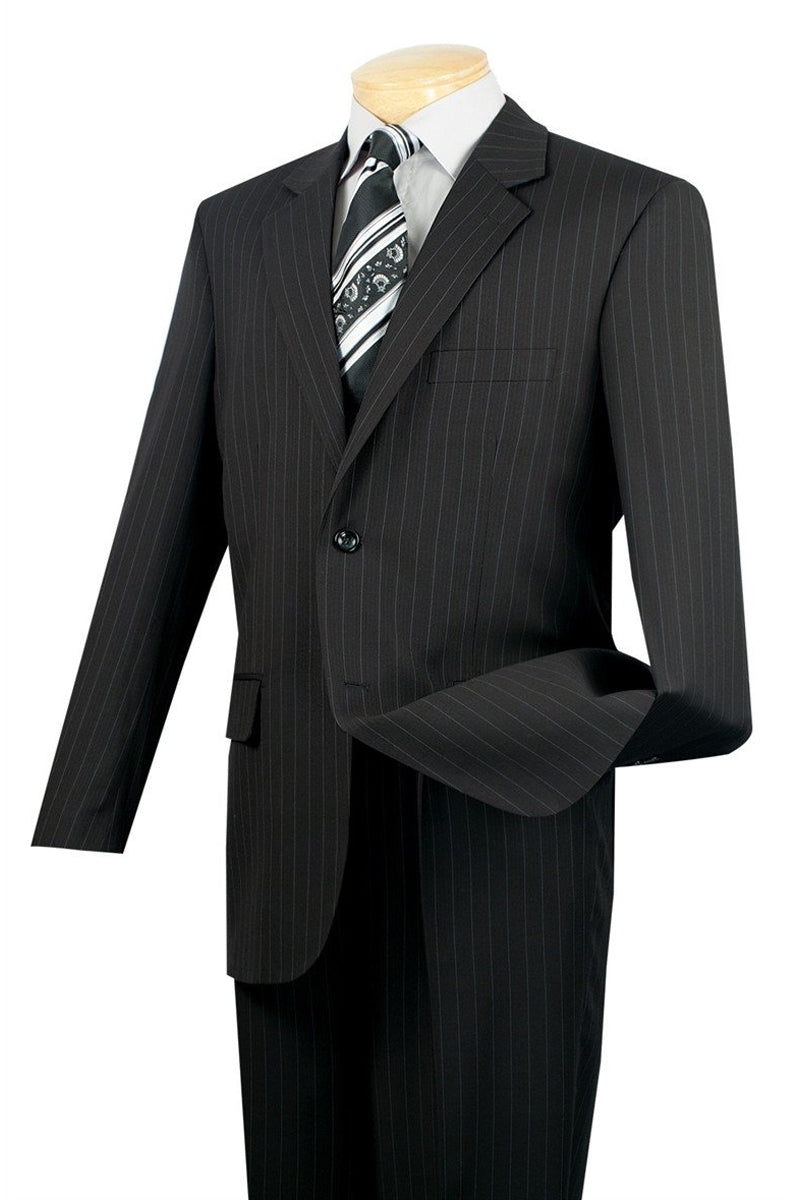 Modern Fit Black Pinstripe Suit, Vinci