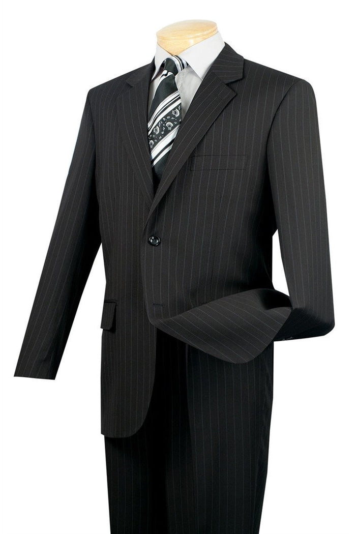 Modern Fit Black Pinstripe Suit, Vinci