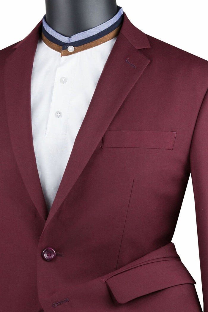 Slim Fit 2 Piece Burgundy Suit for Men