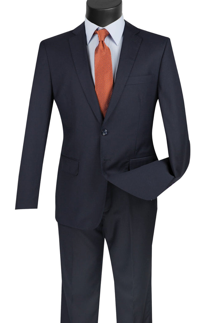 Slim Fit Two Piece Suit, 2-Button, Navy
