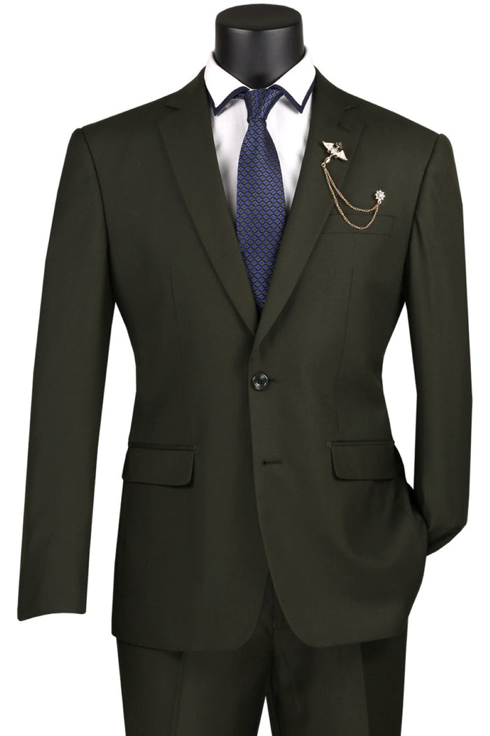 Slim Fit Olive 2-Piece Suit for Men