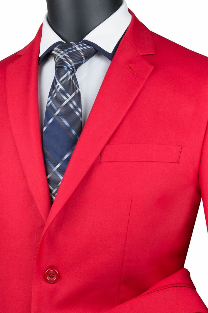 Slim Fit Red 2 Piece Suit for Men