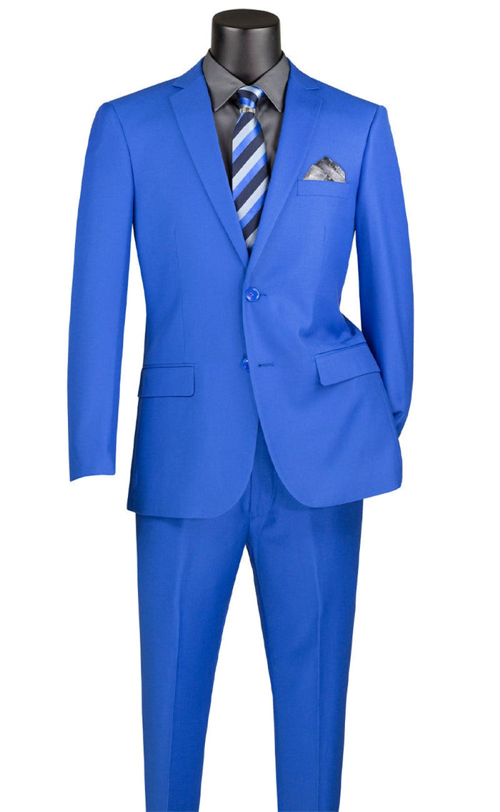 Royal Blue Slim Fit Suit - 2 Piece by Vinci