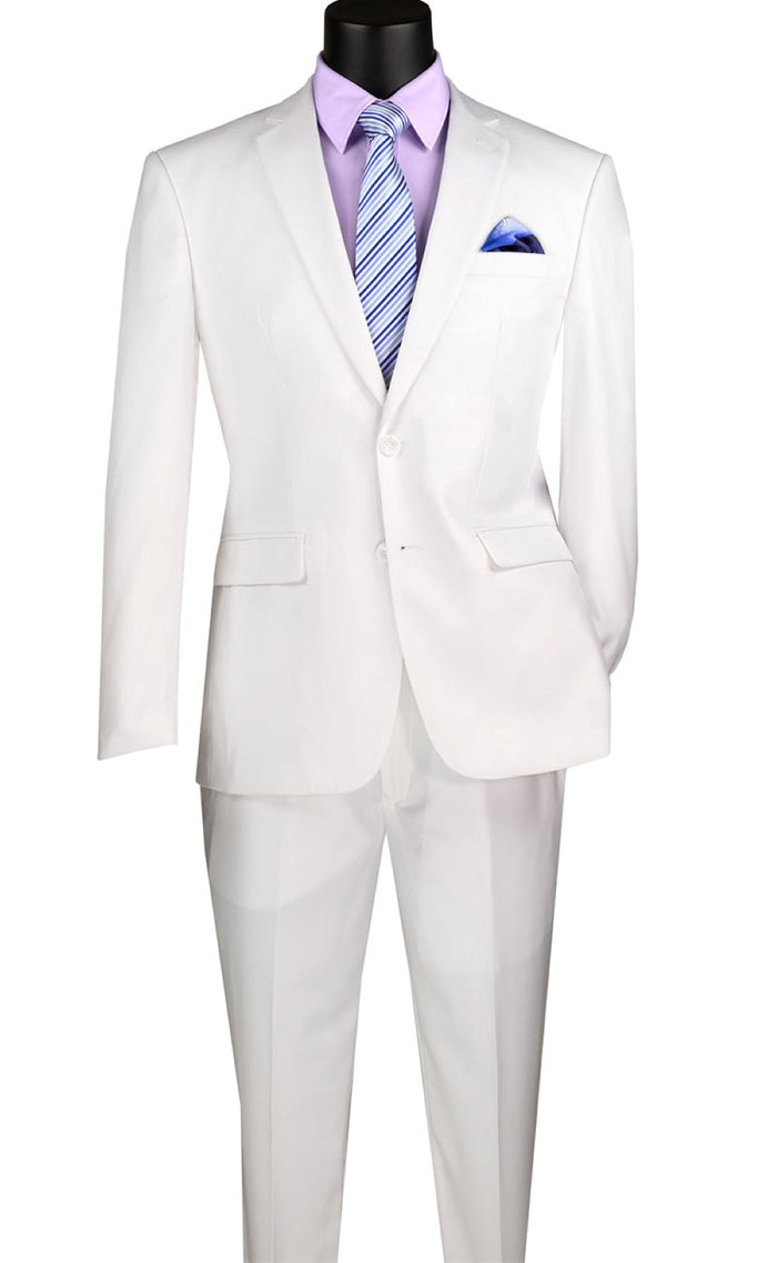 Slim Fit 2 Piece White Suit, 2 Button