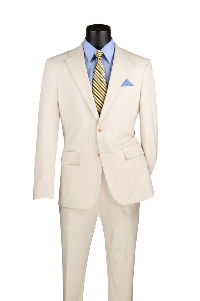 Slim Fit Stretch 2 Piece Suit in Bone White