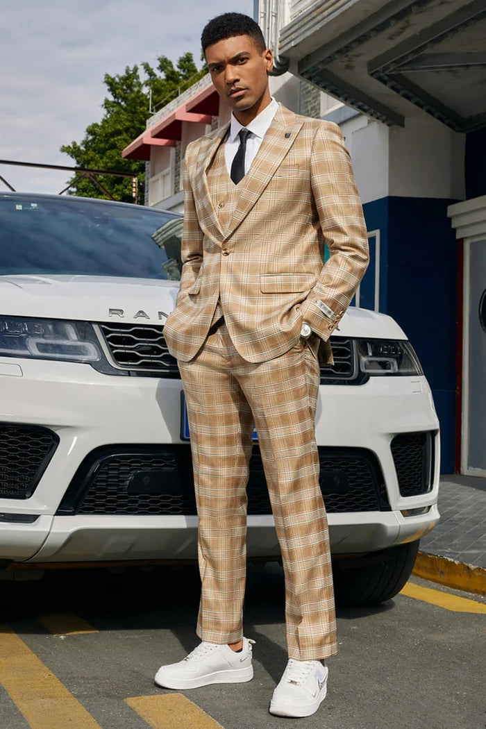 Tan Hybrid Fit Tuxedo for Groomsmen