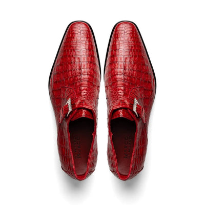 Marco Di Milano Red Caiman Crocodile Monk Loafers