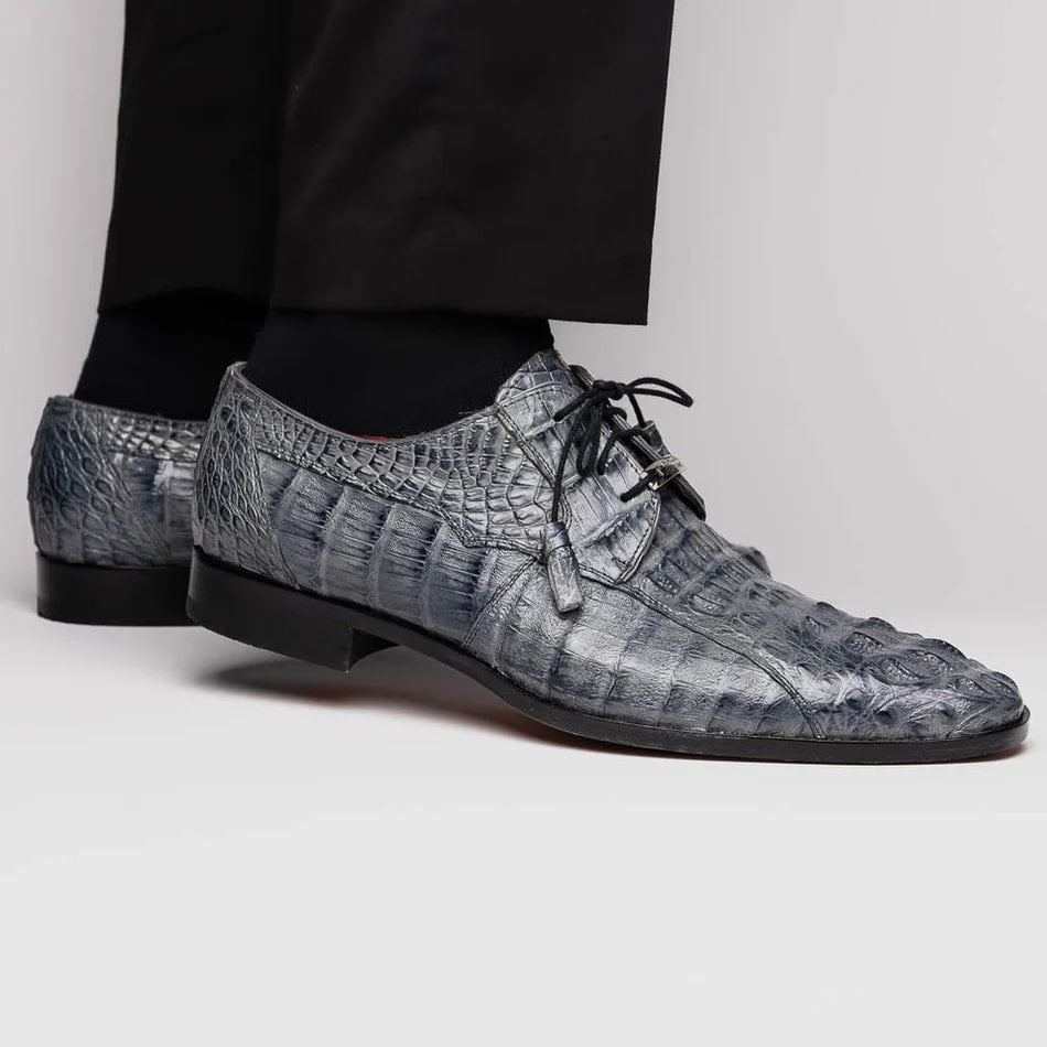 Marco Di Milano Gray Crocodile Derby Oxfords