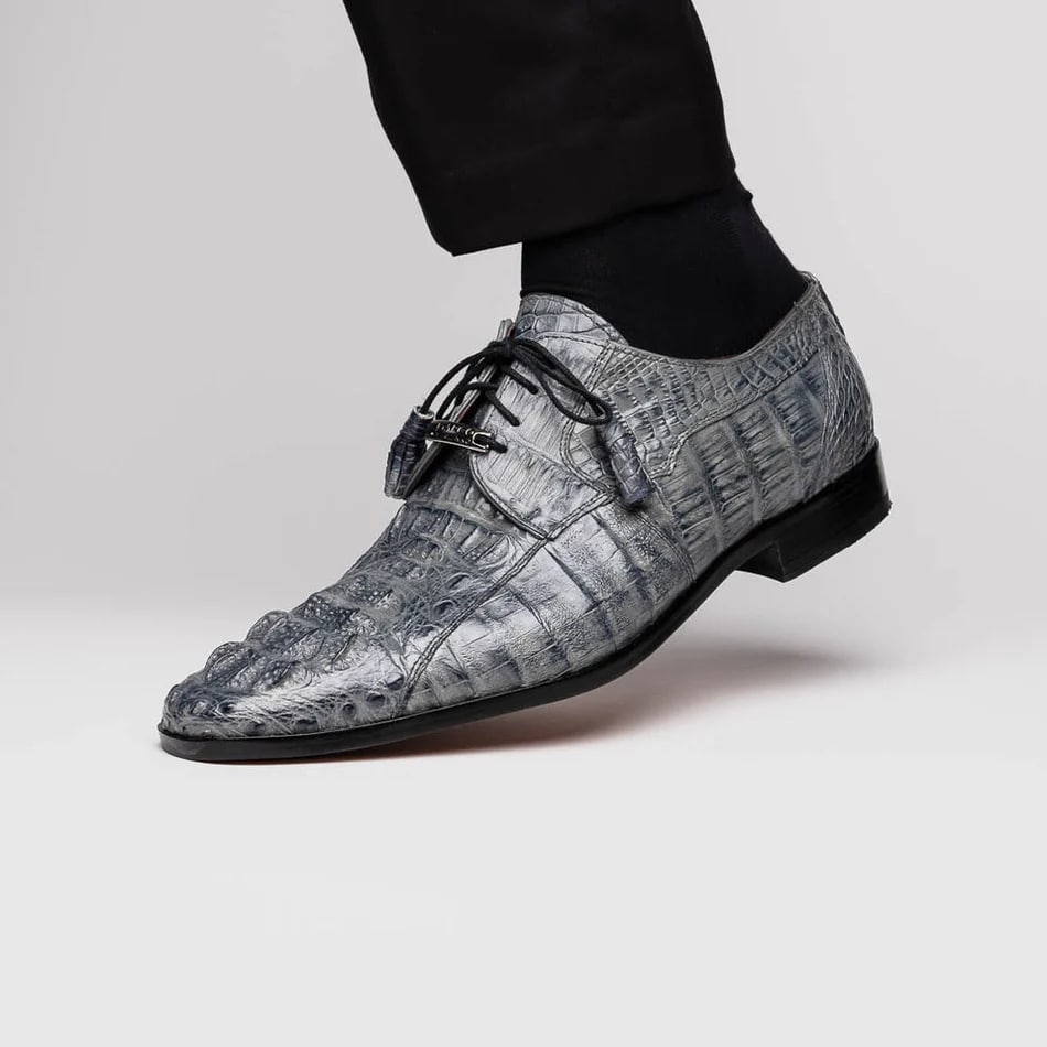 Marco Di Milano Gray Crocodile Derby Oxfords