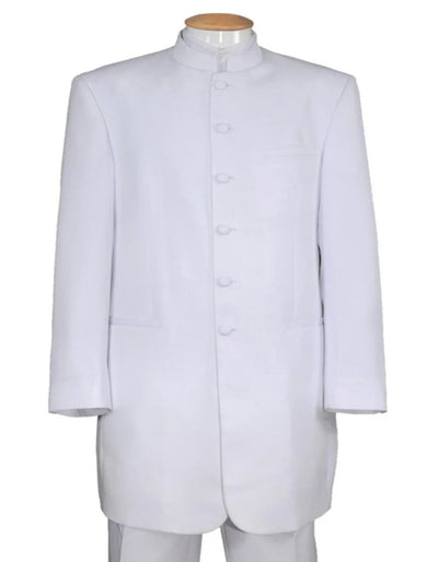 White Men's Mandarin Collar Wedding Suit