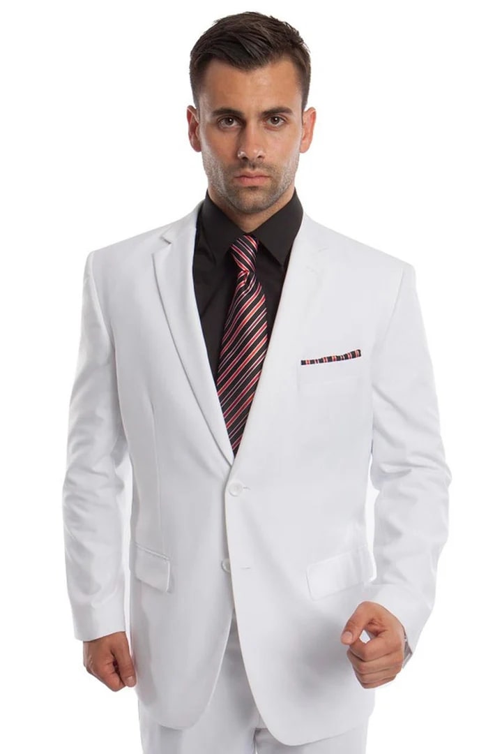White Two Button Modern Fit Wedding Suit