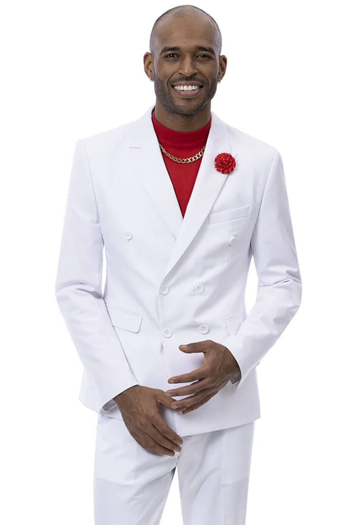 Men's White Double Breasted Wedding Suit