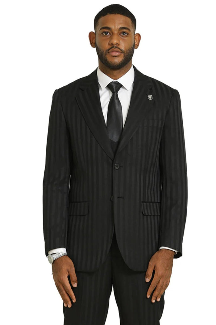 Stacy Adams Modern Fit Black Vest Suit