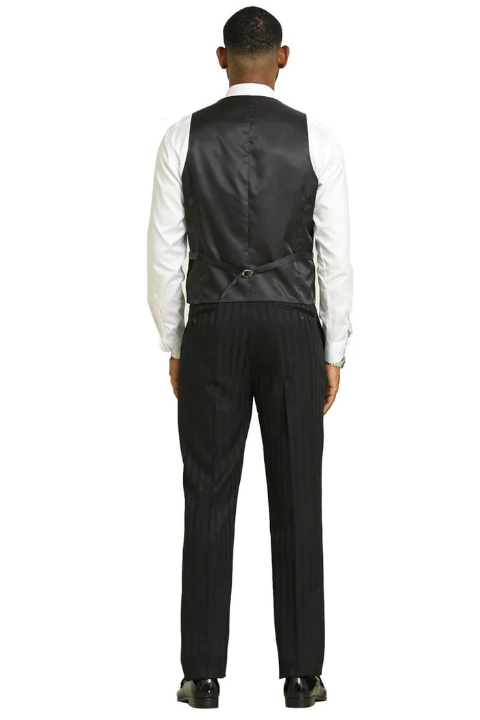 Stacy Adams Modern Fit Black Vest Suit