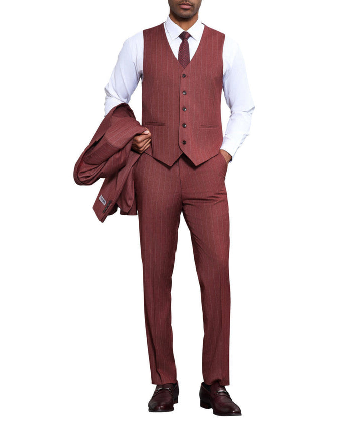 Stacy Adams Pinstripe Hybrid Fit 3 Piece Suit