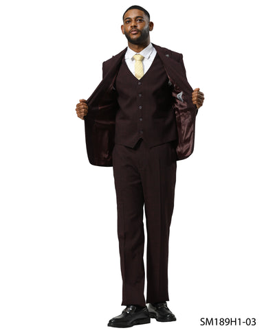 Mens-suit Tattersall Pattern by Stacy Adams - Burgundy