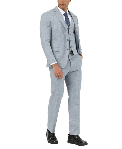 Mens-suit Crosshatch 3pc by Stacy Adams - Light Blue