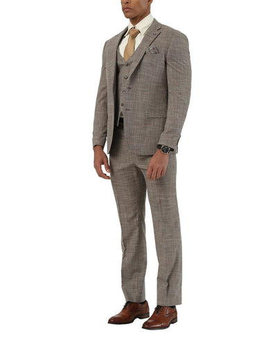 Mens-suit Crosshatch 3pc by Stacy Adams - Brown