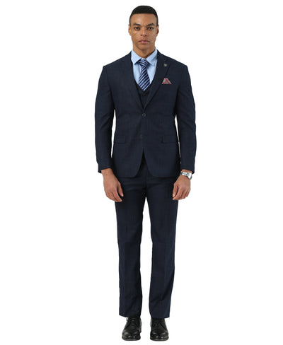 Mens-suit Crosshatch 3pc by Stacy Adams - Navy