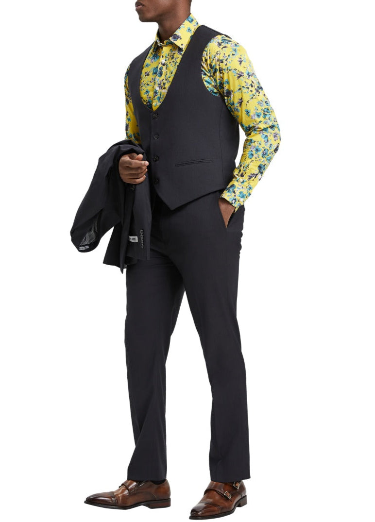 Stacy Adams Dark Gray 3 Piece Hybrid Fit Suit