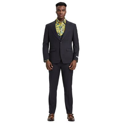 Men's Stacy Adams Hybrid-Fit 3pc Suit Set, Jacket Vest and Pants - Dark Grey
