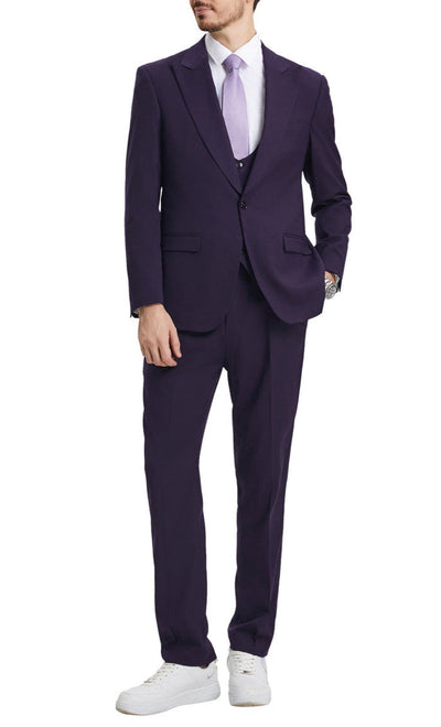 Stacy Adams Purple 3 Piece Hybrid Fit Suit