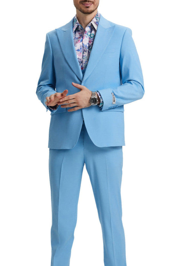 Stacy Adams Sky Blue Hybrid Fit 3-Piece Suit