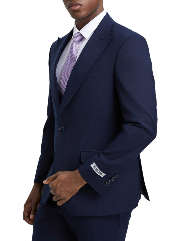 Stacy Adams 3 Piece Navy Hybrid Fit Suit