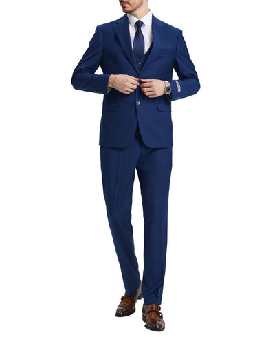 Stacy Adams 3 Piece Hybrid Fit Suit Indigo
