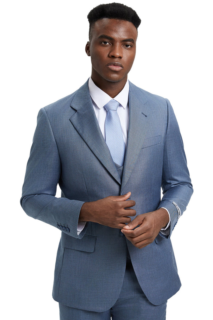 Stacy Adams Steel Light Blue Sharkskin Suit