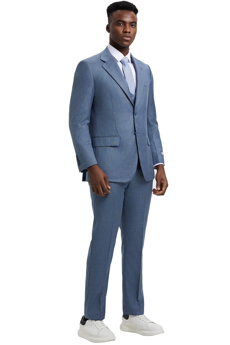 Stacy Adams Steel Light Blue Sharkskin Suit